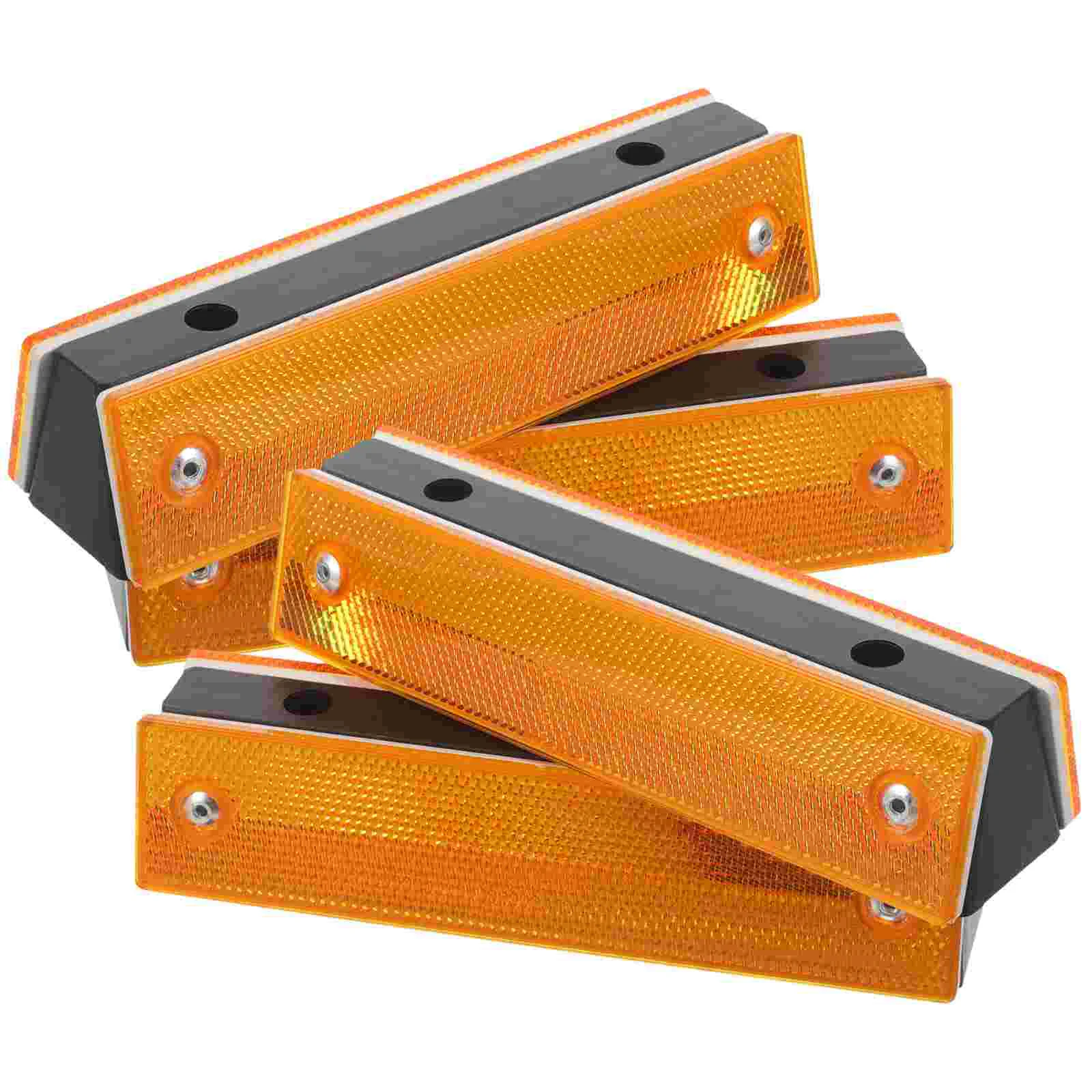 4 Pcs Guide Sign Reflectors for Driveway Entrance Emblems Abs Rectangular Road Marker Guardrail Delineators