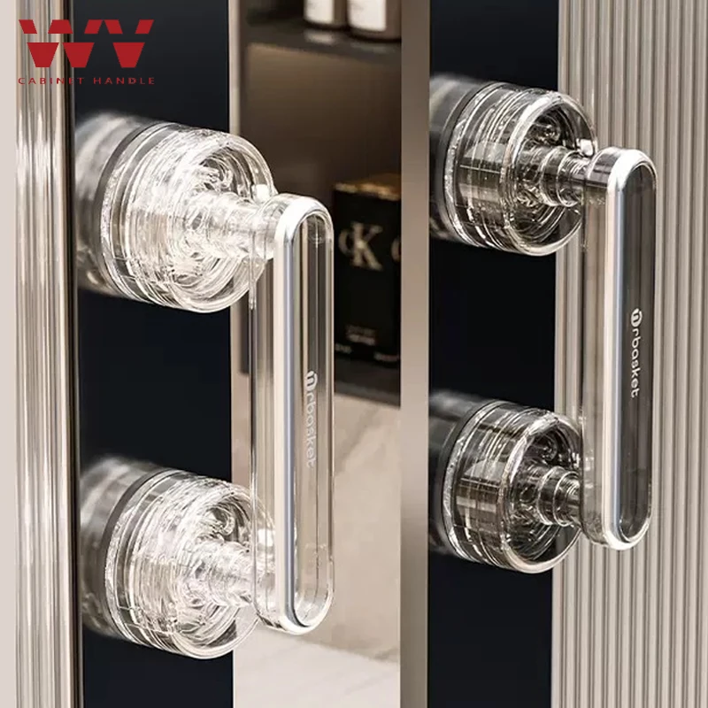 WV No-drill Anti-slip Sliding Handle Waterproof Suction Cup Door Handle Bathroom Glass Door Removable Wardrobe Door Handle