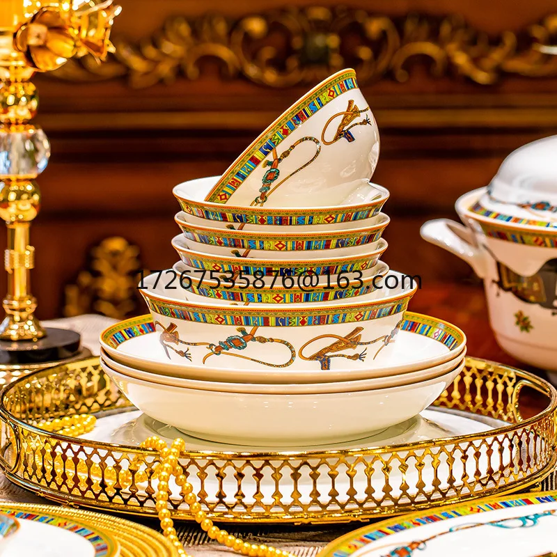

Dishes and dishes set Household company gifts Ceramic bowls Bone china tableware European bowls and plates Household gifts