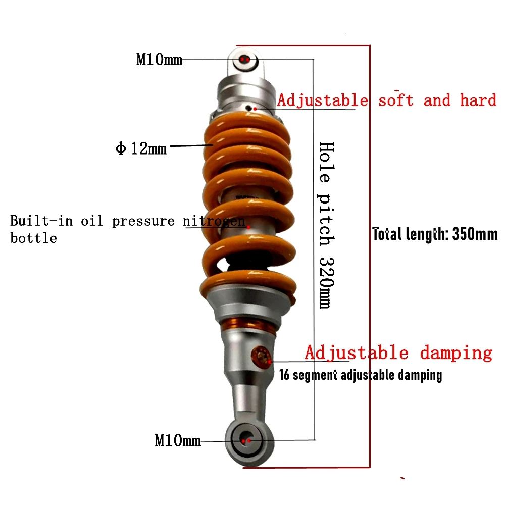 320mm Double Adjustable Motorcycle Central Rear Shock Absorber For Honda CB650 Suzuki GSX/GW/DL 250 Apulia GPR125 150 APR150