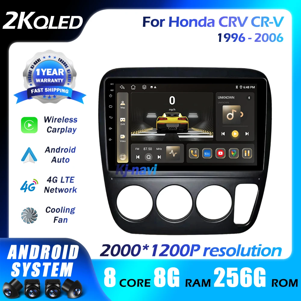 

Android 14 Carplay Auto For Honda CRV CR-V 1996-2006 Car Radio Multimedia Video Player System Navi GPS Stereo QLED 4G 5GWifi DSP