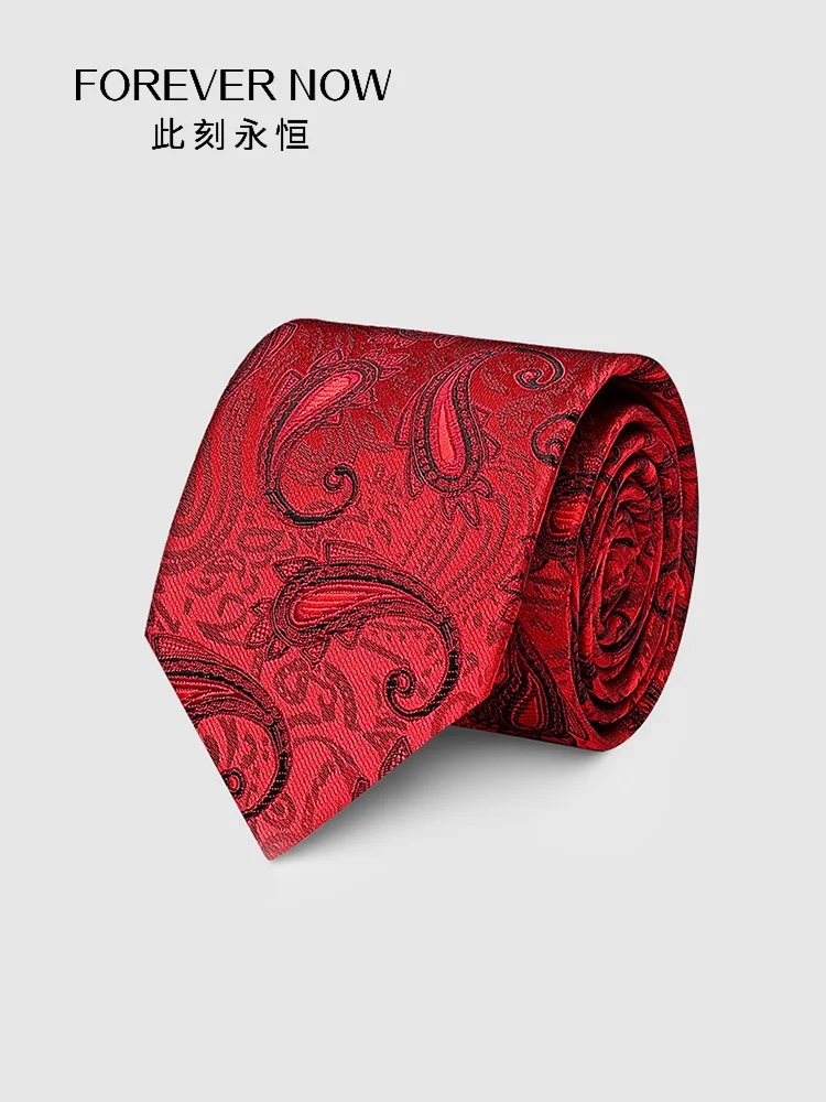 High Quality Retro Style Men's Tie Formal Attire Business Red Black 7cm High-end Paisley Pattern Tie Fashion Shirt Accessory Tie