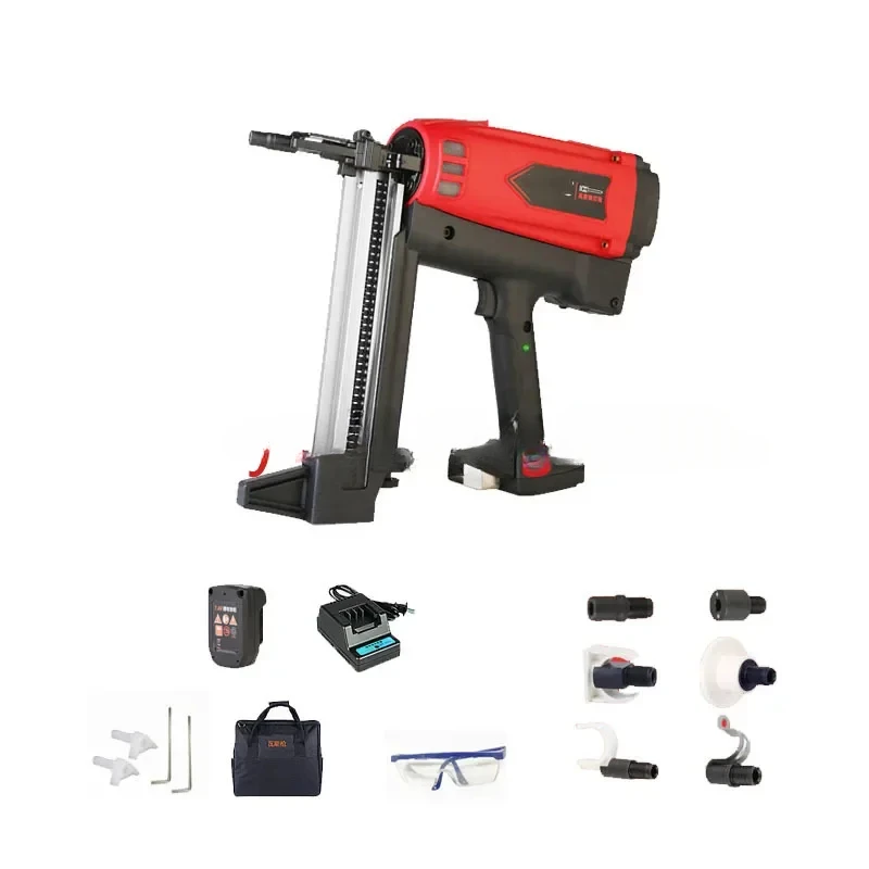 Pneumatic Nail Gun Lithium Battery Gas   Steel Air Stapler  Tools For Frame And Trunking With 6 Nozzles