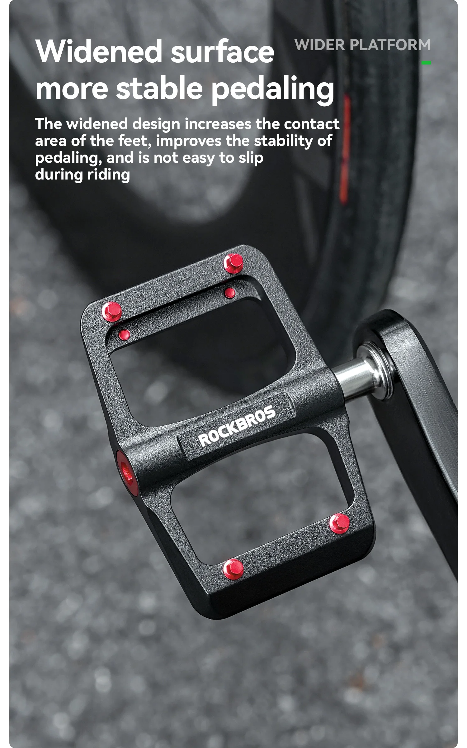 ROCKBROS Fahrradpedale Links/Rechts Leichtes Pedal 3 Lager Rennradpedal Verbreitertes Magnesiumlegierungs-Pedal Ultraleicht 171G – Detail 7