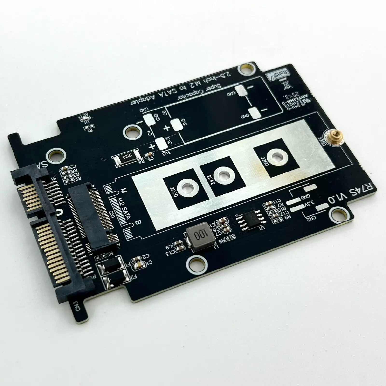 ADT R74S M.2 B&M-key SATA to SATA (Serial ATA) SSD Hard Drive BOX Aluminum Enclosure SSD SATA 3.0 6Gbps -Welding Super Capacitor