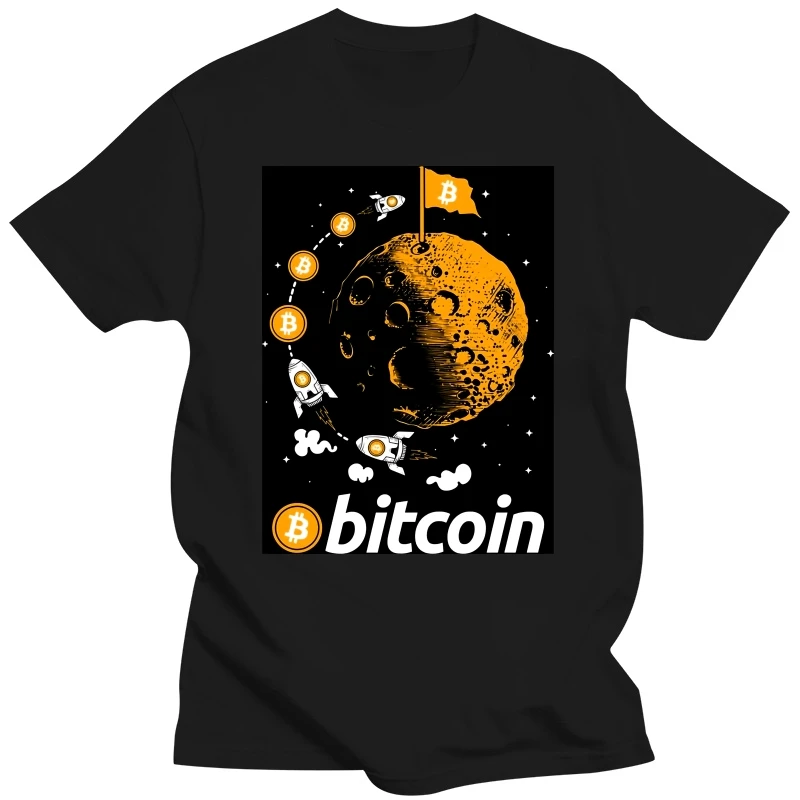 Bitcoin To The Moon T Shirt Men Short Sleeve 100% Cotton T-shirts Funny Crypto Cryptocurrency Blockchain BTC Tee Fashion Tshirt