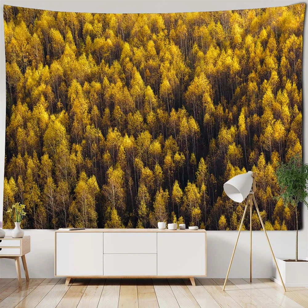 

Living room bedroom decoration tapestry natural scenery wall hanging home wall background cloth forest tree large-sized tapestry