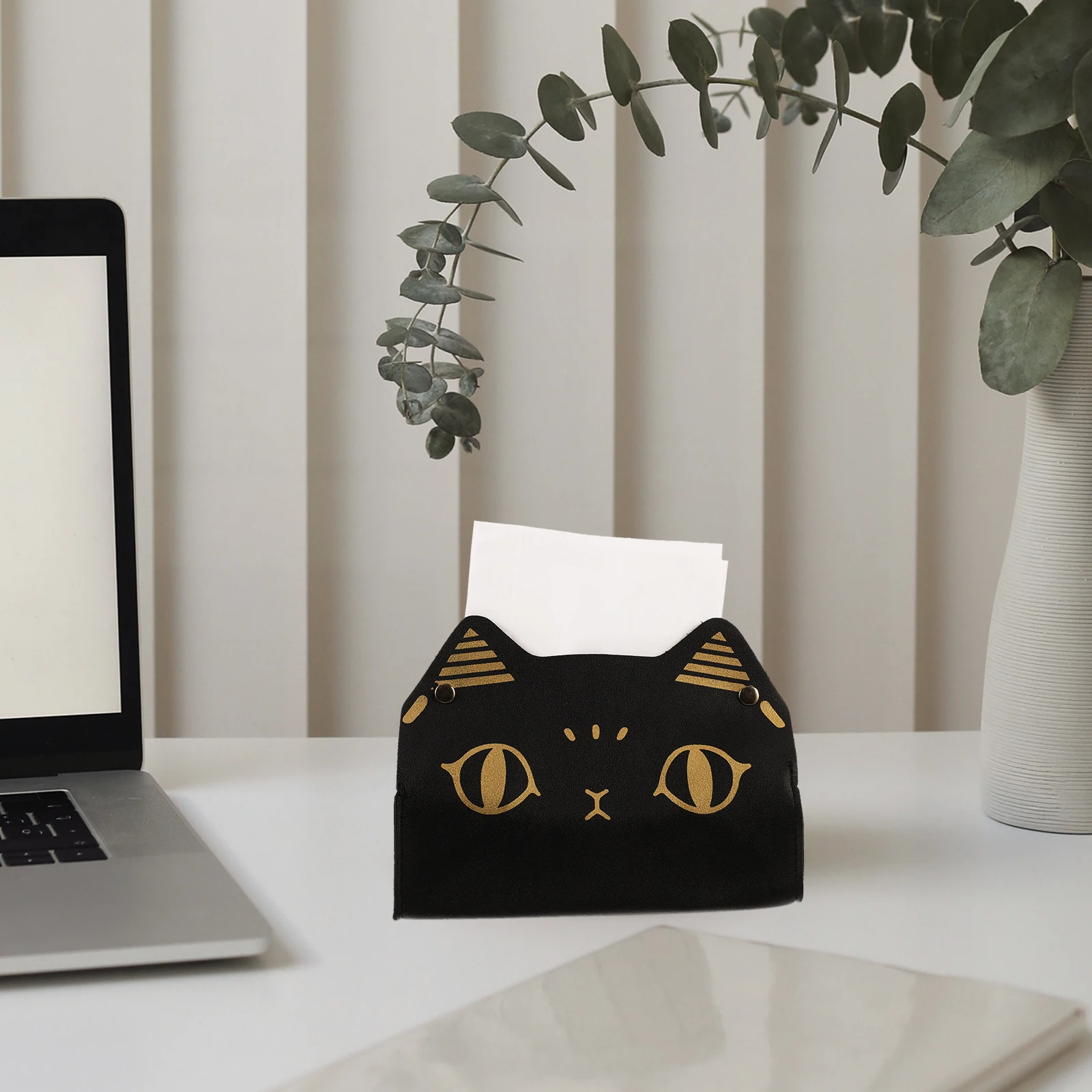 

Cat Ear Tissue Box Cute Animal Design Multi-Function Desktop Napkin Storage Case for Living Room Bathroom Car Use