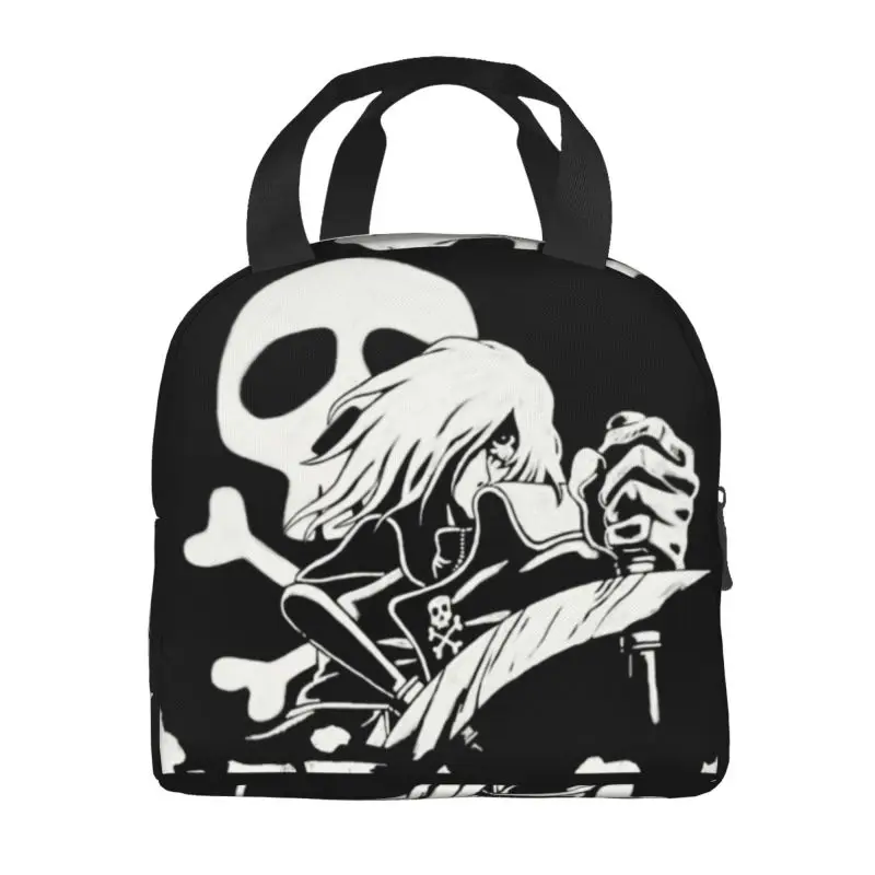 Espaço personalizado Pirata Capitão Harlock Lunch Bag Mulheres Japão Anime Manga Cooler Isolado Térmico Lunch Box para Adult Office