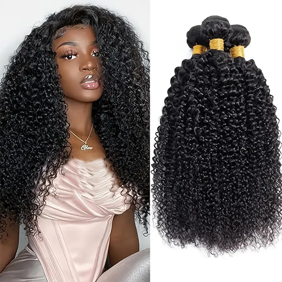 

Кудрявые вьющиеся пучки человеческих волос, бразильские девственные волосы, волнистые пучки плетения, класс 12А, 100% необработанные наращивание человеческих волос