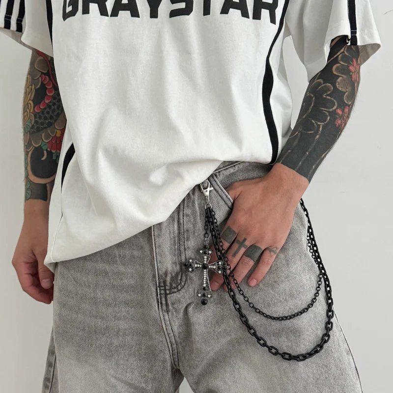 

Men’s Custom Pendant Waist Chain Black Double Layer Pants Chain Punk Rock Streetwear Hip Hop Fashion Accessory Unisex Jewelry