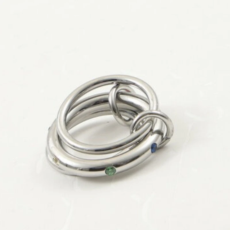 Three-layer Colorful Zircon Ring for Women Stainless Steel Silver Color Ring New