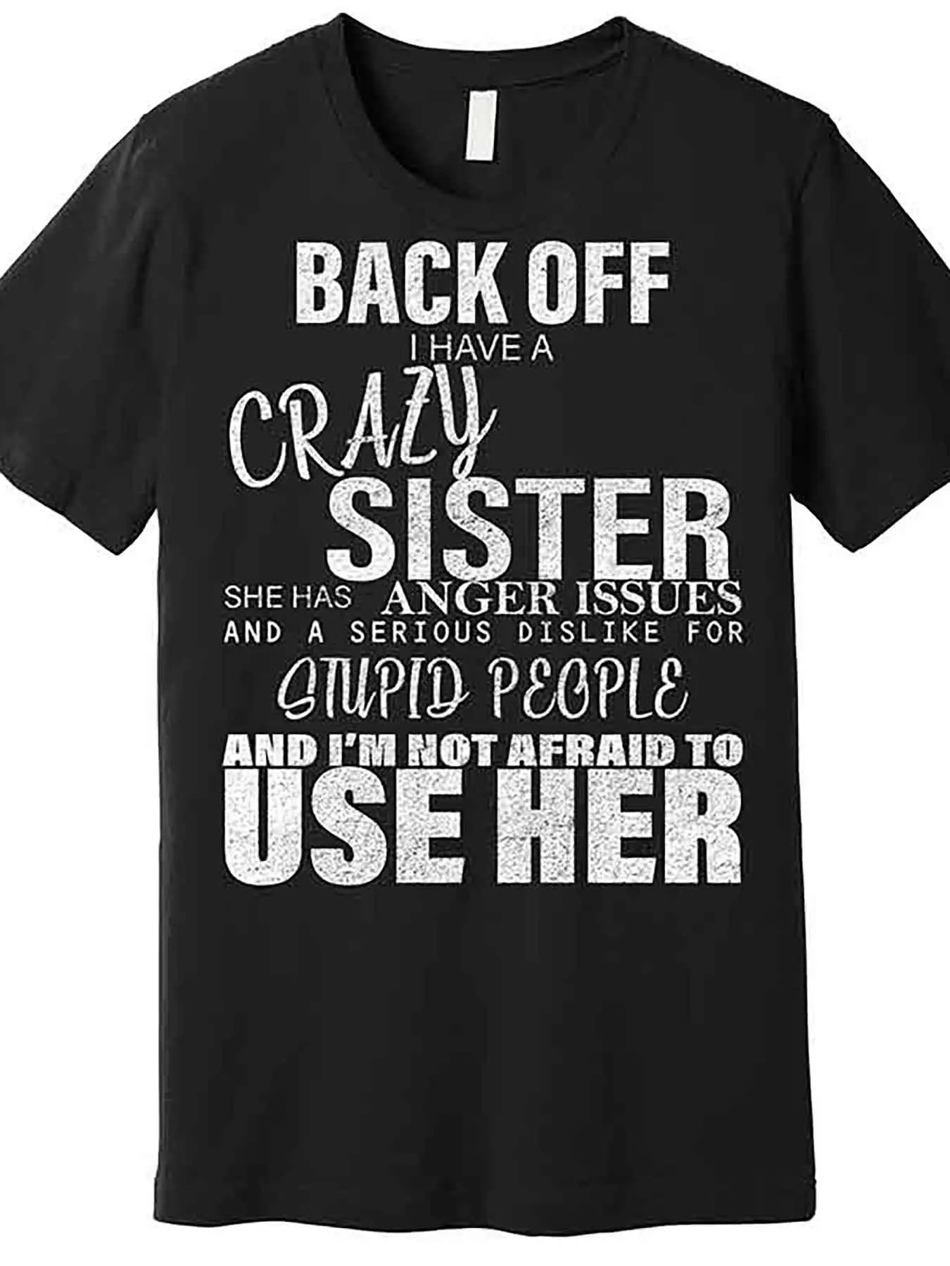 العودة، أنا أخت مجنونة، تي شيرت مميز ممتع 227463 مجموعة تي شيرت بنمط قصير الأكمام للرجال، أسود AA