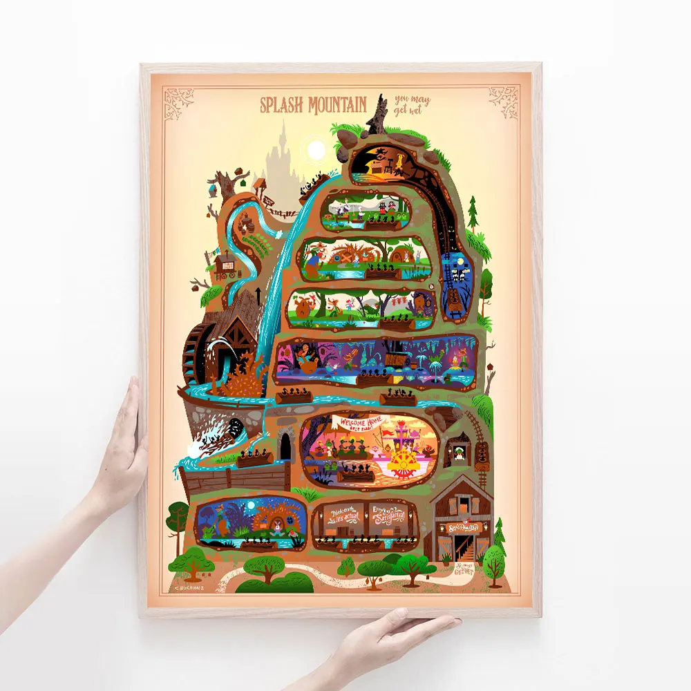 Splash Mountain Canvas Magic Kingdom Posters Walt Disney World Prints Wall Art Painting Disneyland Cuadros Home Room Decoration