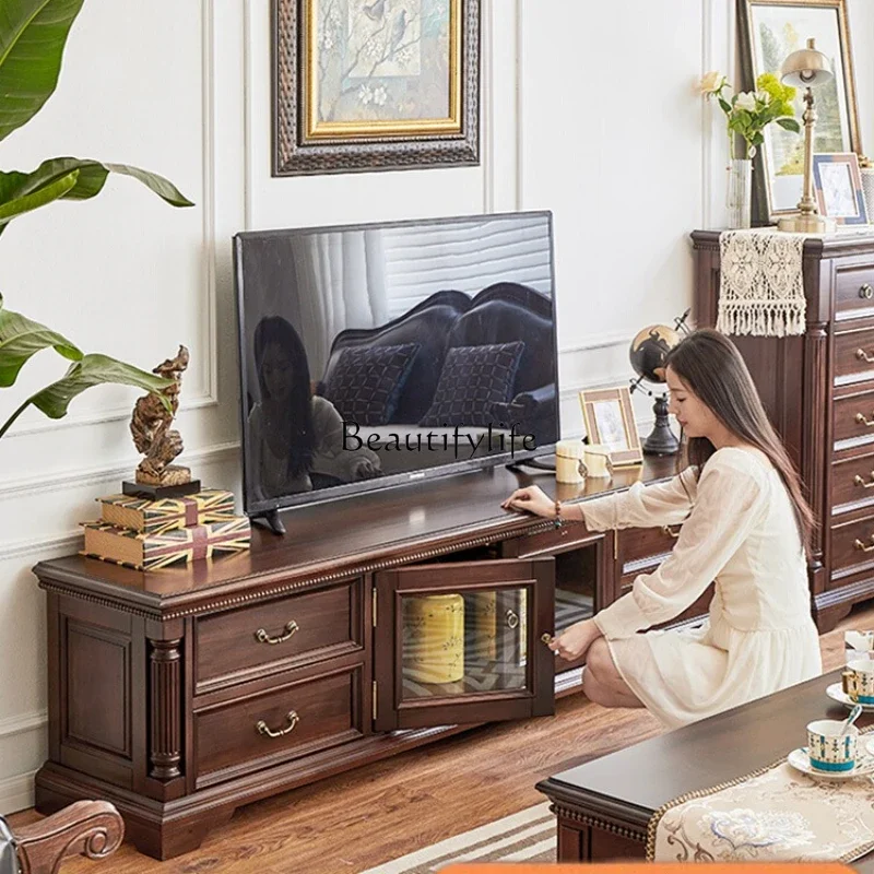 

4American luxury retro mahogany all-solid wood TV cabinet