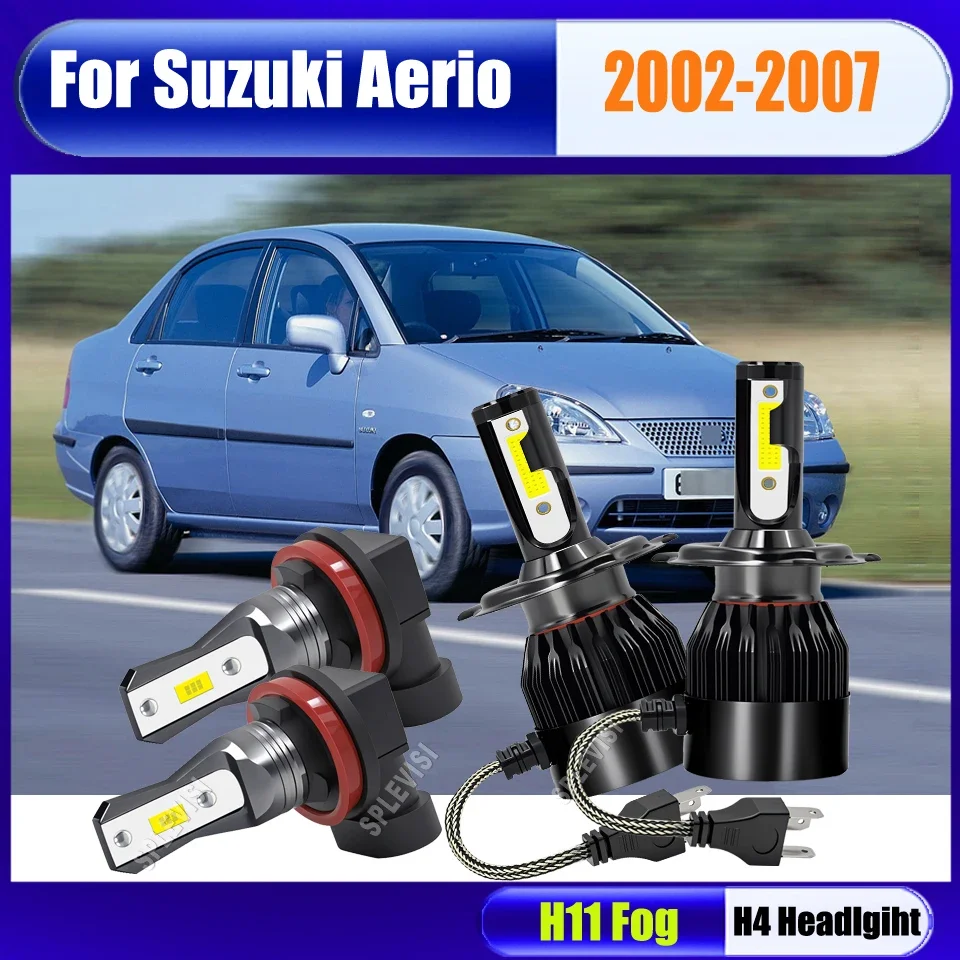 Turbo Fans Cooling System LED Bulbs White Headlight Foglamp 6000k White For Suzuki Aerio 2002 2003 2004 2005 2006 2007