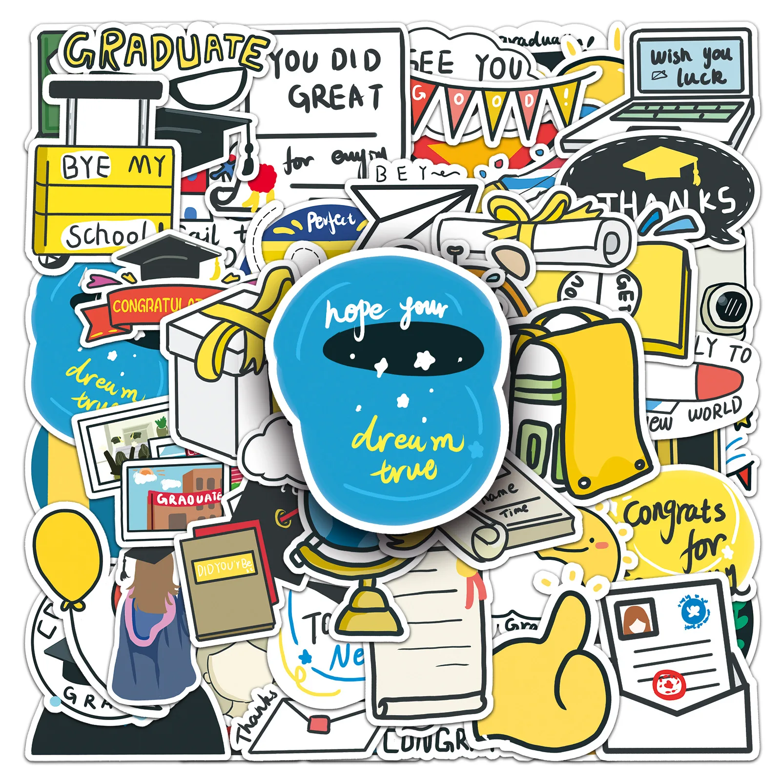 

50PCS Personalized Creative Graduation Season Stickers Decals Refrigerator Pencil Box Scrapbook Decorative Graffiti