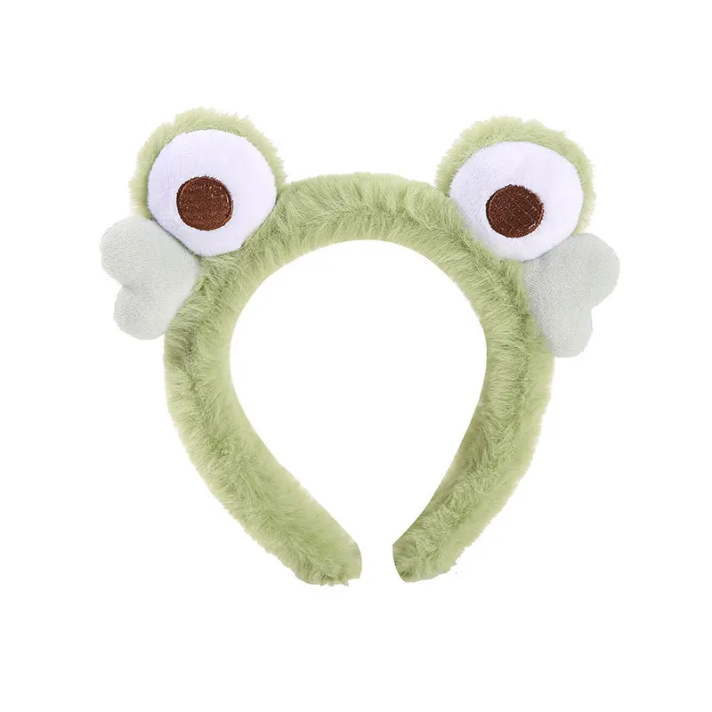 Frog Plush Hair Band Wash Hair Band Green Frog Eyes Love Headband Cartoon Wash Hair Clips