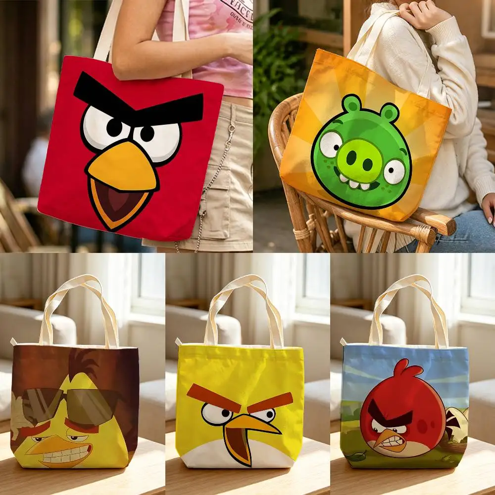 Comedy Movie A-Angry B-Bird-S  Waterproof Lined Canvas bags suitable for going to class, shopping, gifts, and commuting