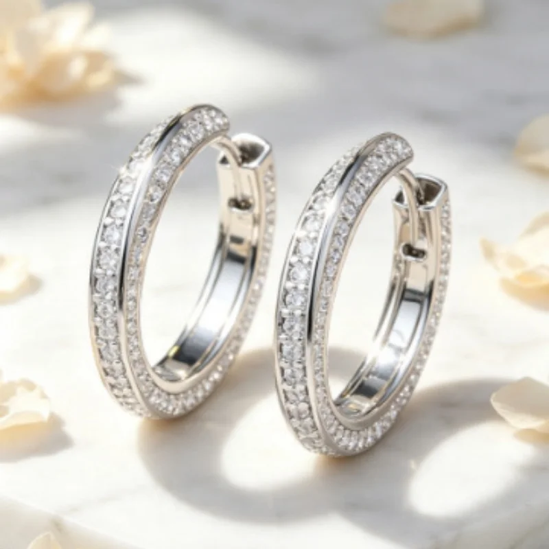 2026 New Star Texture Zircon Ear Buckle for Women Attending Banquets, High End, Commuting Fashion, Fine Circle Accessories