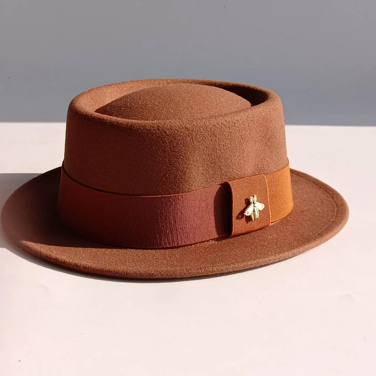 Pork Pie hoed 4.5CM Brede Rand Fedora Hoed Herenmode Herfst/Winter Bruiloft Hoed Jazz Hoed sombrero hombre - afbeelding 1