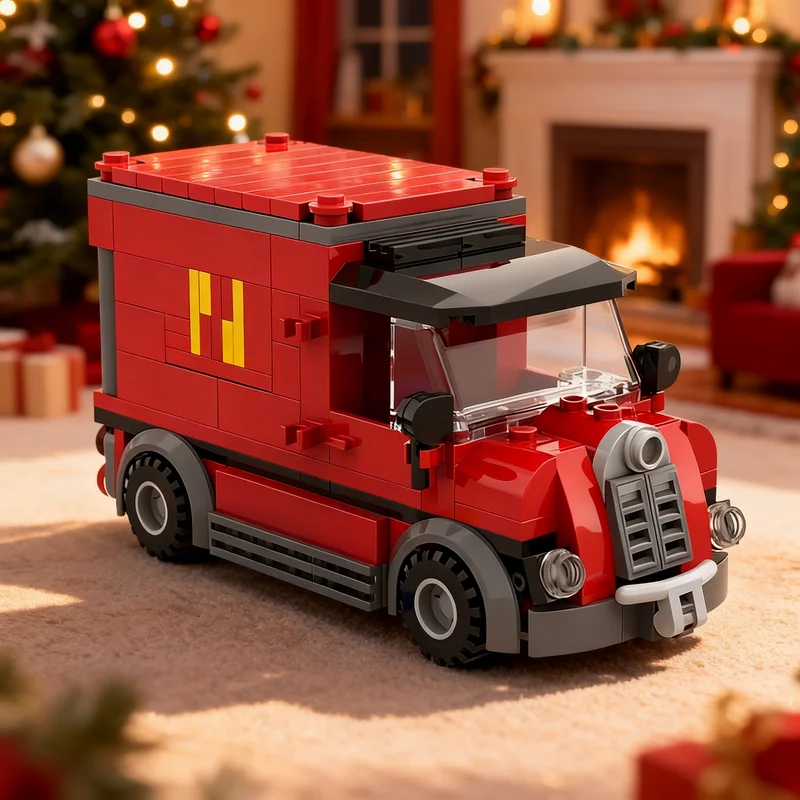 212pcs MOC Modular Buildings Post-office Van Model Building Blocks Christmas Gift Toy Construction Creative Assemble 3D Idea