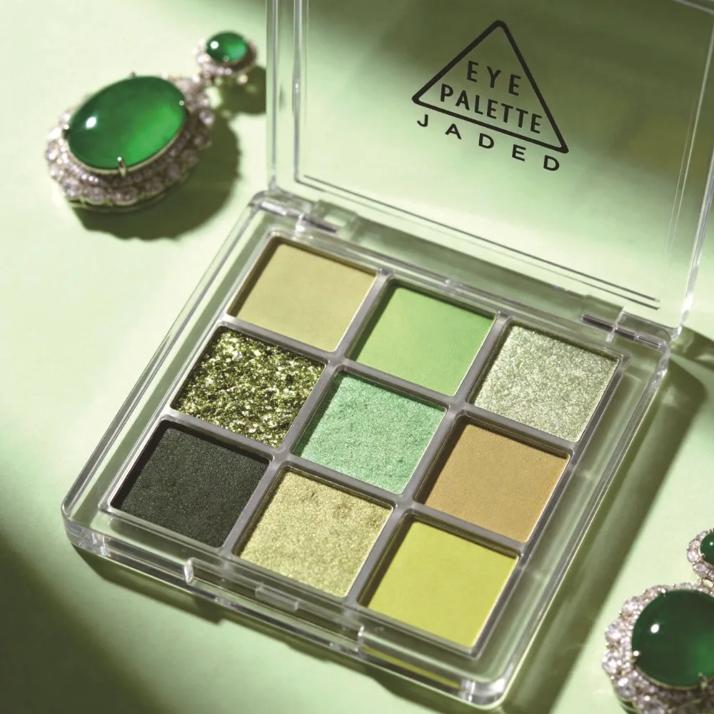 9 Farben Mintgrüne Lidschatten-Palette, matt, schimmernd, Forest Shadow, samtig, weich, mischbar, natürliches, tägliches Augen-Make-up