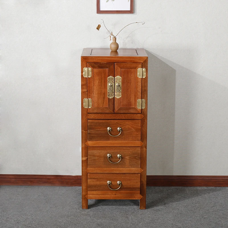 

Chinese solid wood chest of drawers, bedroom camphor wood corner cabinet, modern living room drawer furniture with door storage