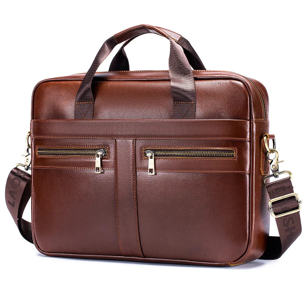 

Genuine Leather Men's Briefcase Handbag 14 inch Laptop File Bag