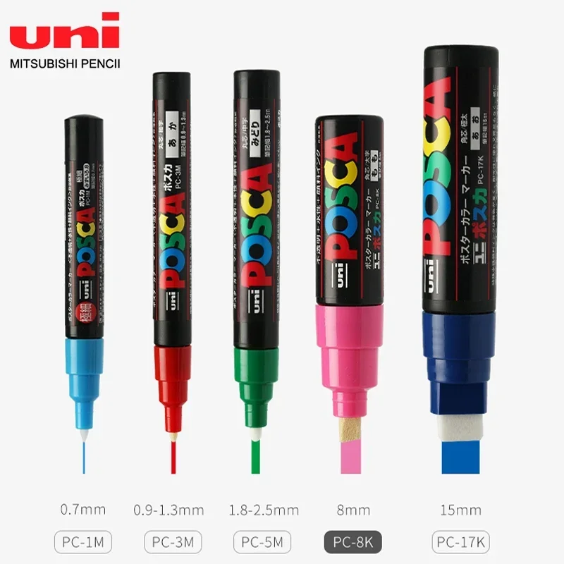 UNI POSCA Markers Set PC-1M PC-3M PC-5M Painting Filling Dedicated POP Advertising Poster Graffiti Paint Markers Art Supplies