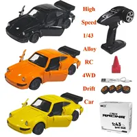 High Speed 1/43 Remote Control Drift Car 911 Alloy 4WD Gyroscope Version with Cool Lights Stickers Desktop Mini Racing Car Toy