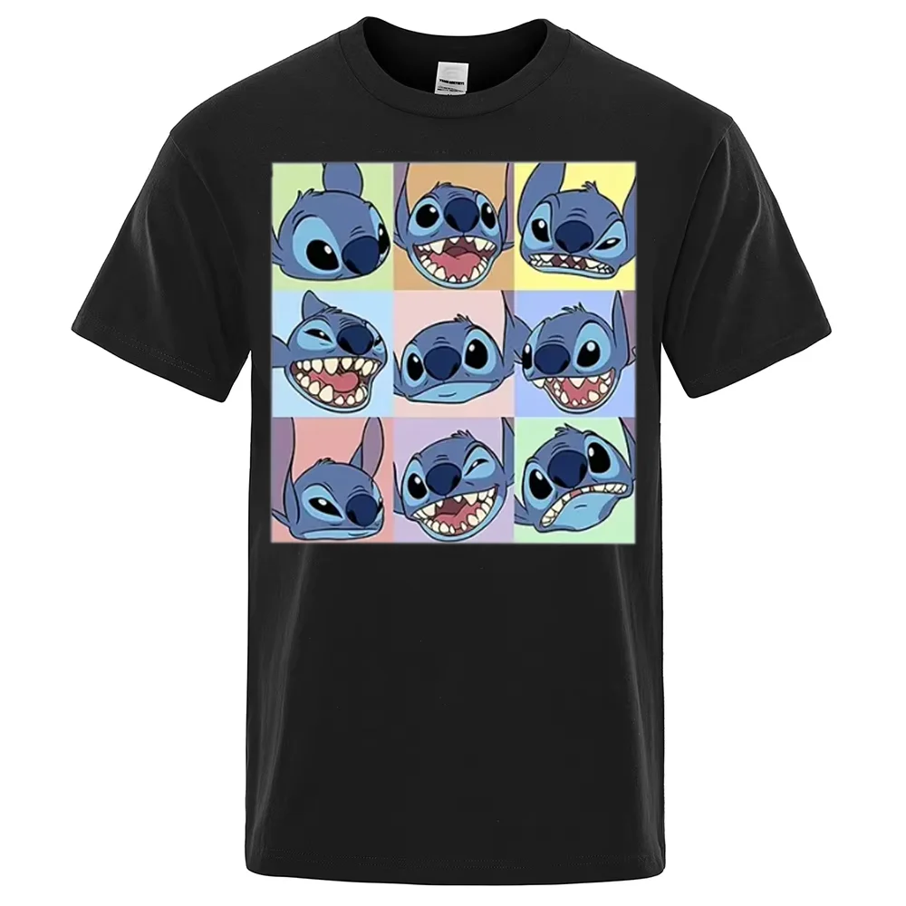 

2025 Мужская футболка из 100% хлопка с принтом, Летний топ с персонажем мультфильма Диснея, уличная одежда, модная одежда больших размеров для пар, унисекс
