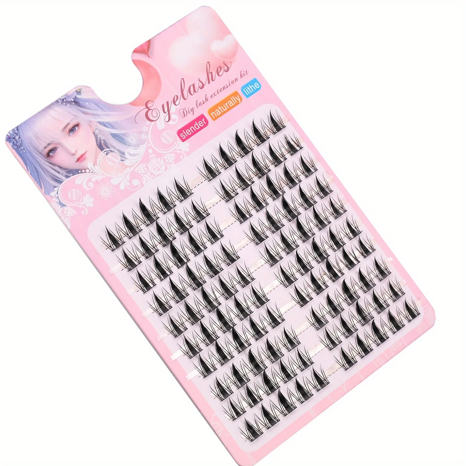 مجموعة رموش أنمي سوداء رائعة مكونة من 10 صفوف - رموش صناعية مع لاصقة وسدادة، طبيعية، ديناميكية، طول DIY 10-13 مم