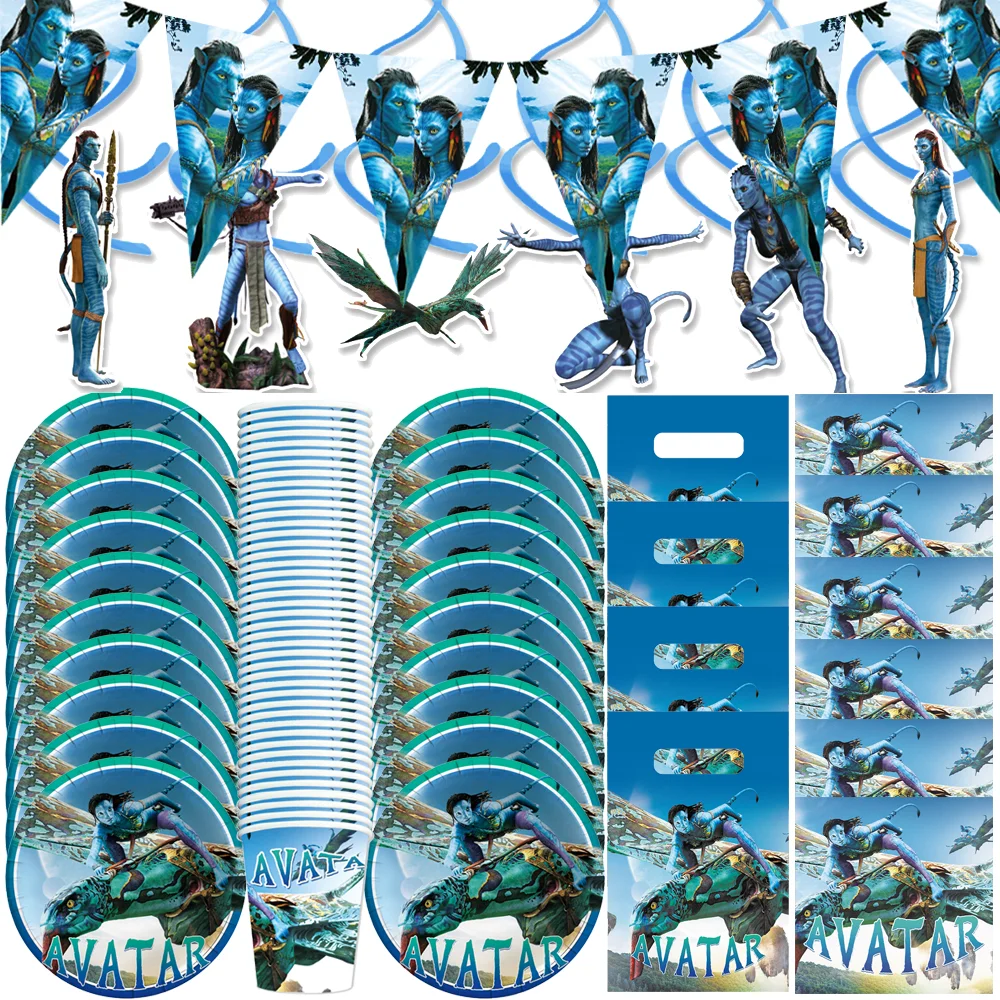 The Movie Avatar Theme Kids Birthday Party Decorations Disposable Tableware Paper Cup Plate Baby Shower Supplies 20 People