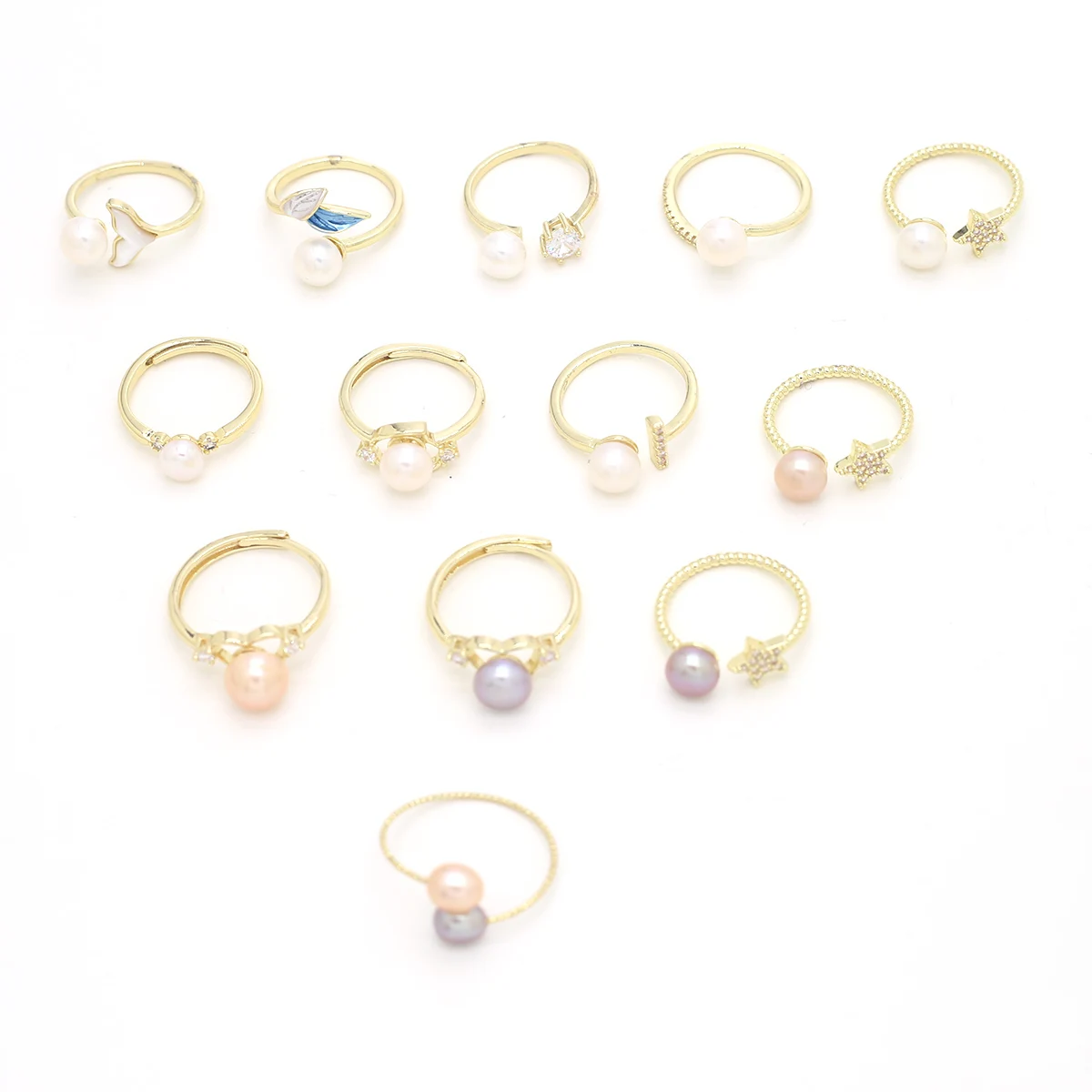 

Natural freshwater pearl Rings Retro Fashion Rings Gold Plated Adjustable Ring for women Fine Jewelry Memorial Day wedding gifts