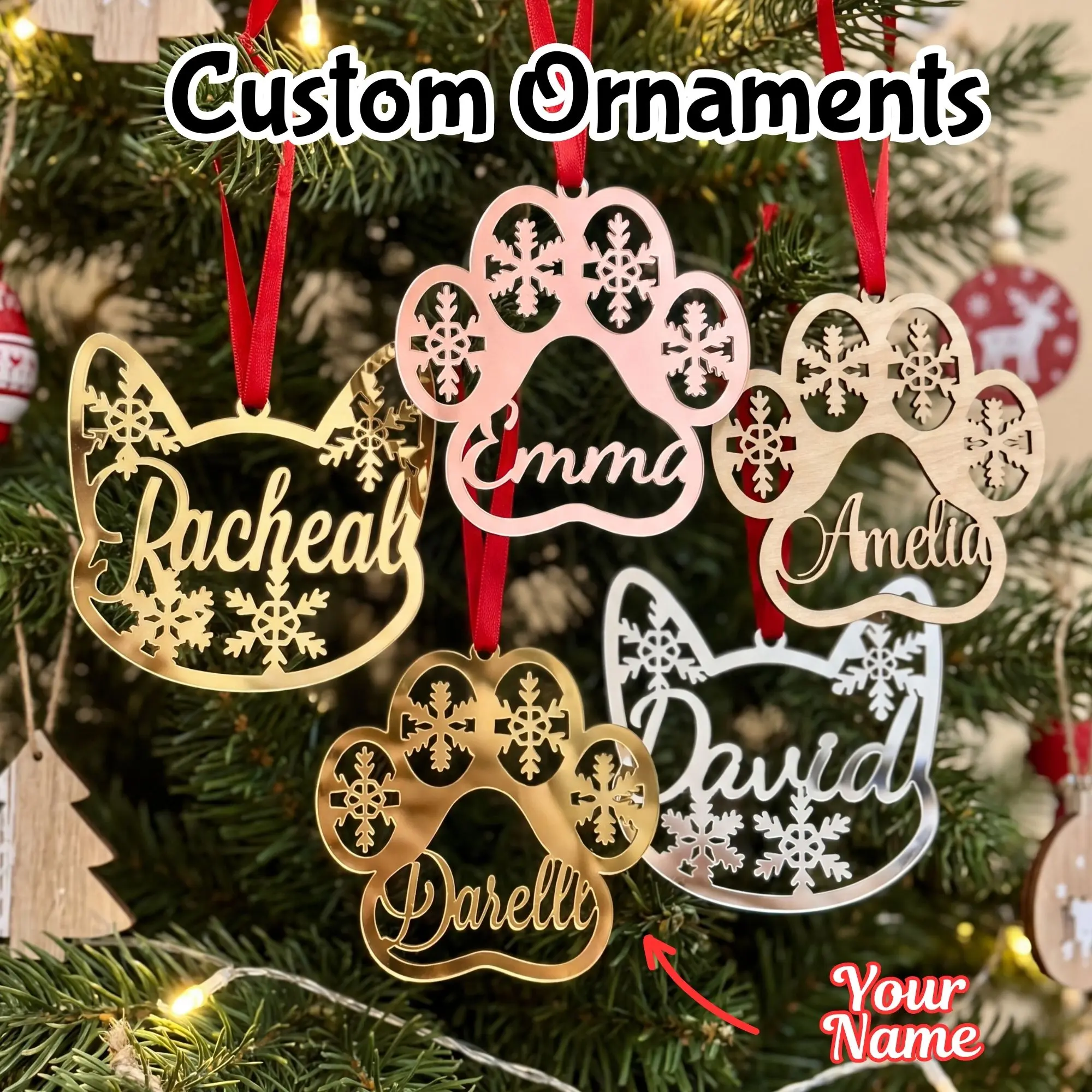 Customizable Personalized Christmas Tree Ornaments, Custom Wooden And Acrylic Hanging Decorations, Christmas Decor, DIY Gifts