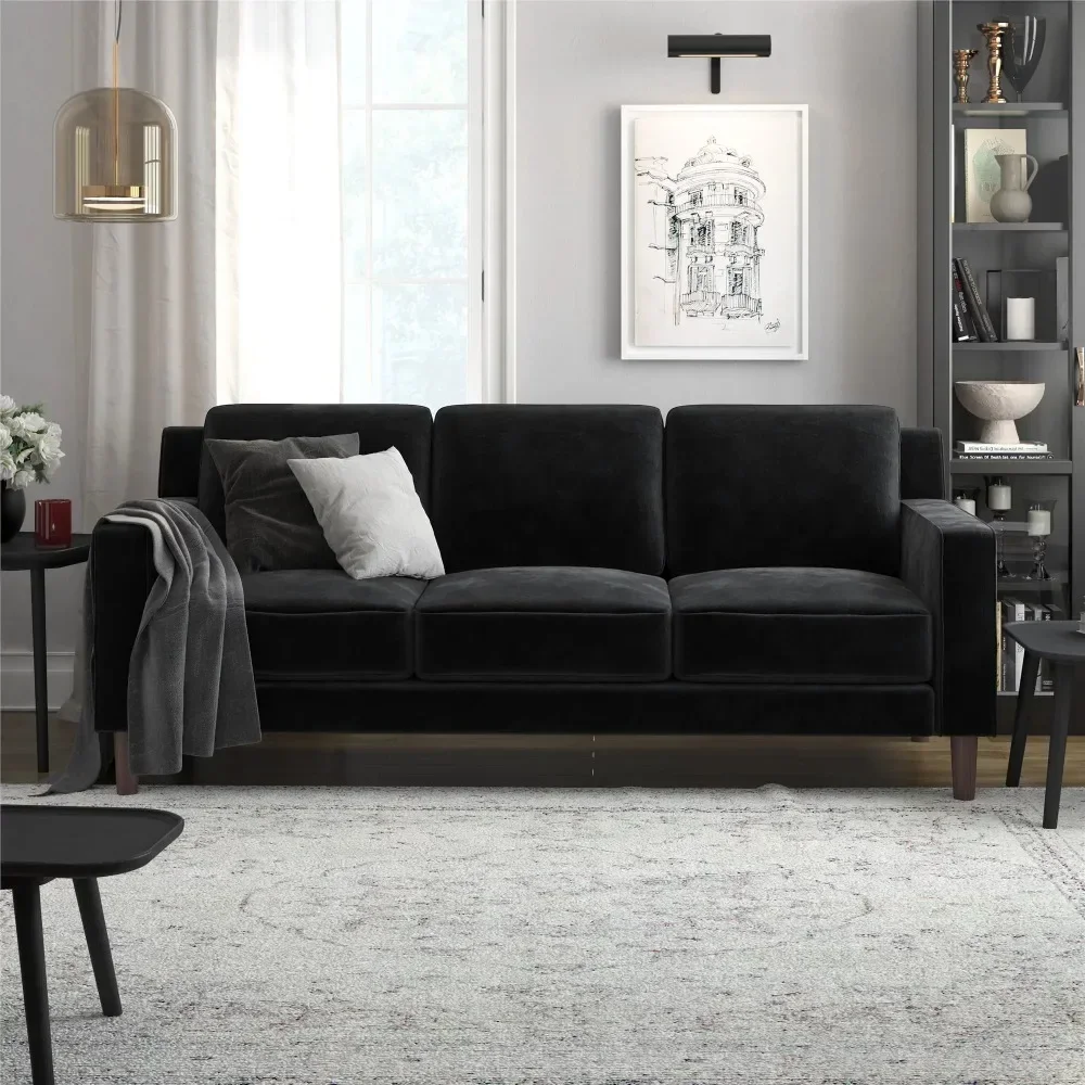 

Living Room Velvet Sofa, 3 Seats, Sectional Lazy Salon Recliner Sleeper Modern Couch Black Sofas Sofa For Living Room 2024