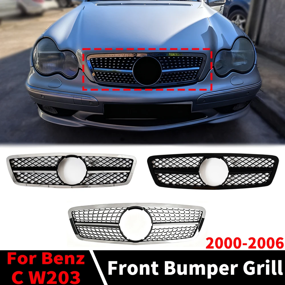 

Sport Front Inlet Grille Racing Grill For Mercedes Benz C class W203 2000-2006 200K Tuning Accessories Trim Styling Facelift