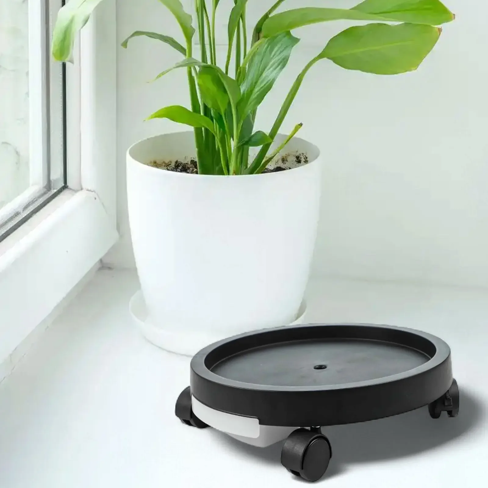 

Tray Indoor And Outdoor Use Easy Maintenance Tray Removable Flower Pot Plastic Plant Tray Rotating Wheels