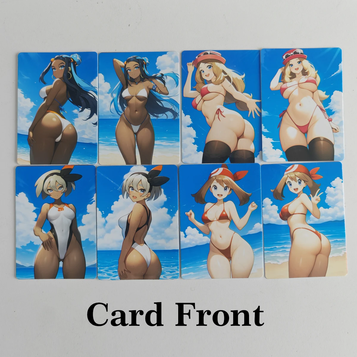 8 stks/set PTCG Sexy Trainer Kaarten Pocket Monsters Bikini Nessa Mozaïek-gratis HD Matte DIY Kaart Jongen Animatie Collectie kaart