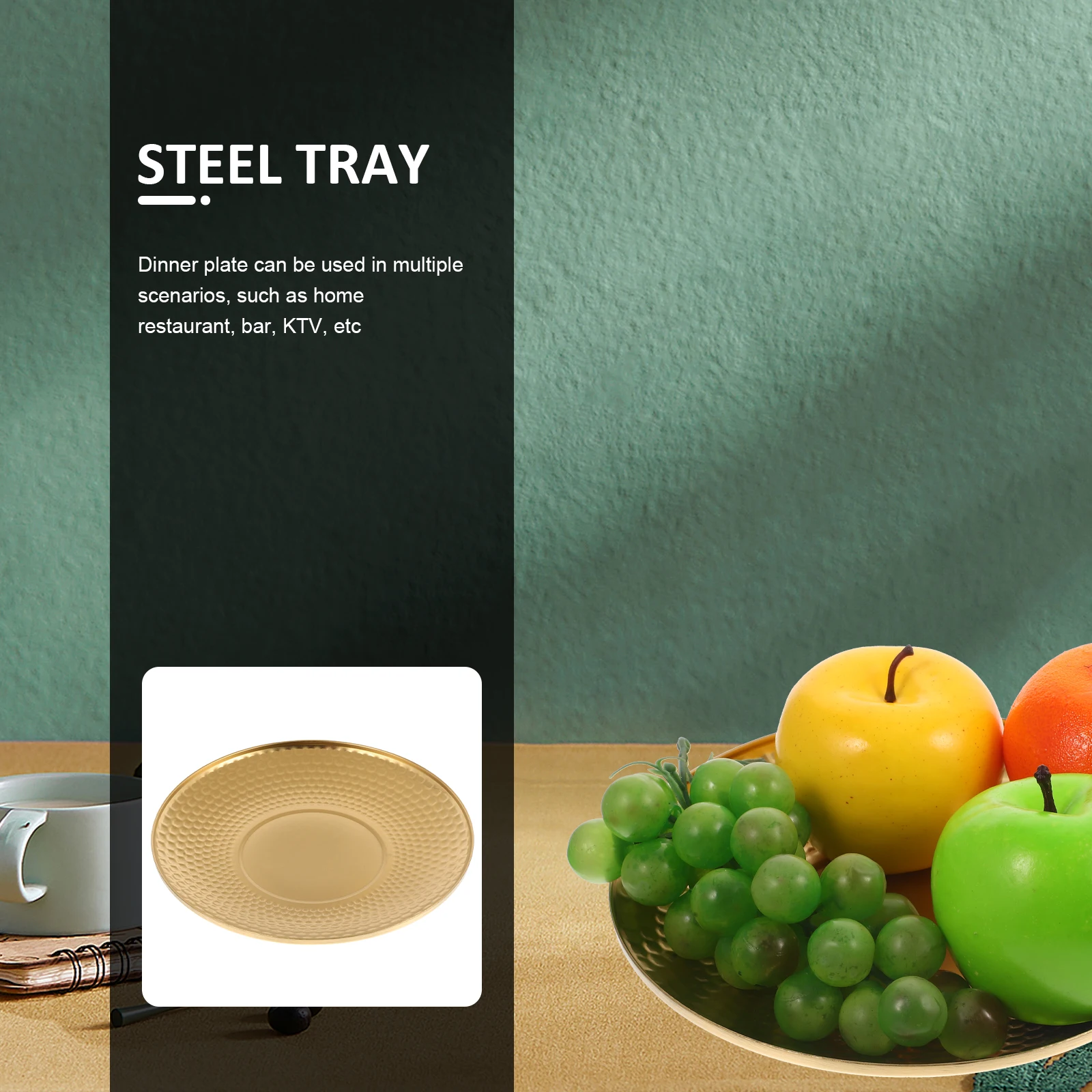 

Storage Tray Stainless Round Tray Steel Plates Snack Platter Food Reusable Fruit Retro Salad Serving Kitchen Bar