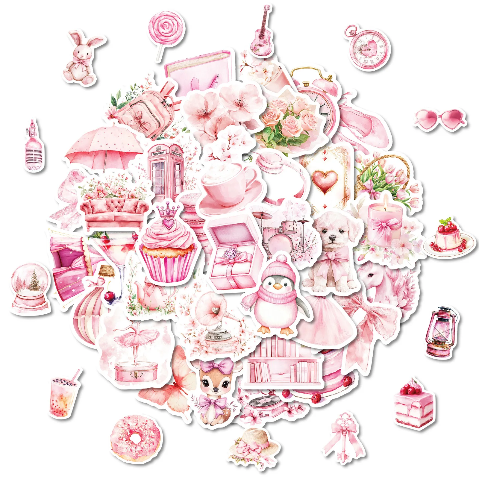 

10/50PCS INS Style Pink Aesthetic Stickers Personalized Creative Doodle DIY Bicycle Skateboard Helmet Waterproof Decal Kids Toy