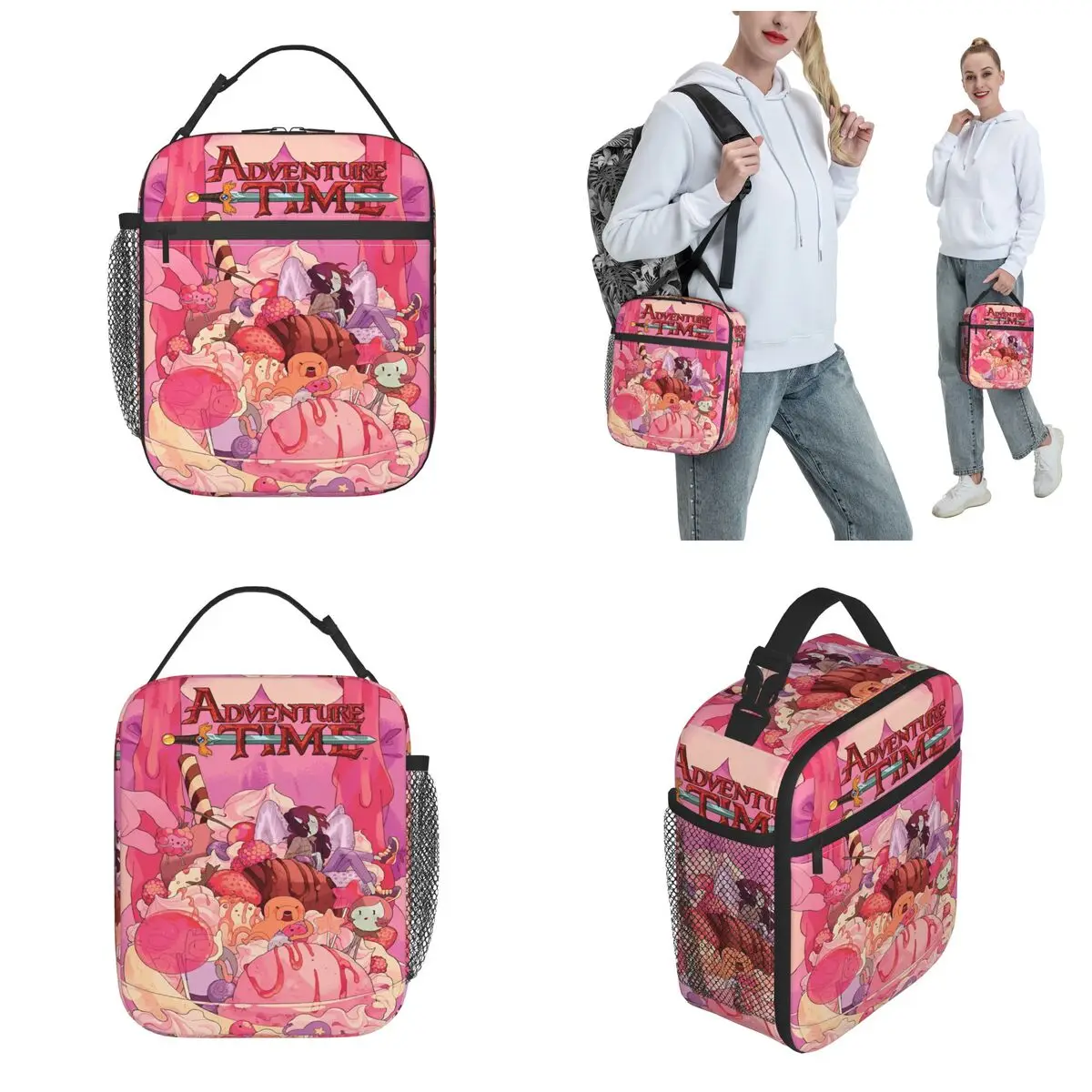 Adventures Times Cartoon TV Anime Thermal Insulated Lunch Bag for Office Portable Food Bag Container Cooler Thermal Lunch Box