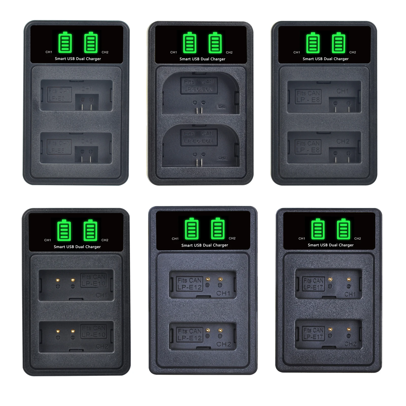 Pickle Power LP-E5 LP-E6 LP-E8 LP-E10 LP-E12 LP-E17 NB-6L NB-7L NB-10L NB-13L Dual USB Charger for Canon Camera Battery