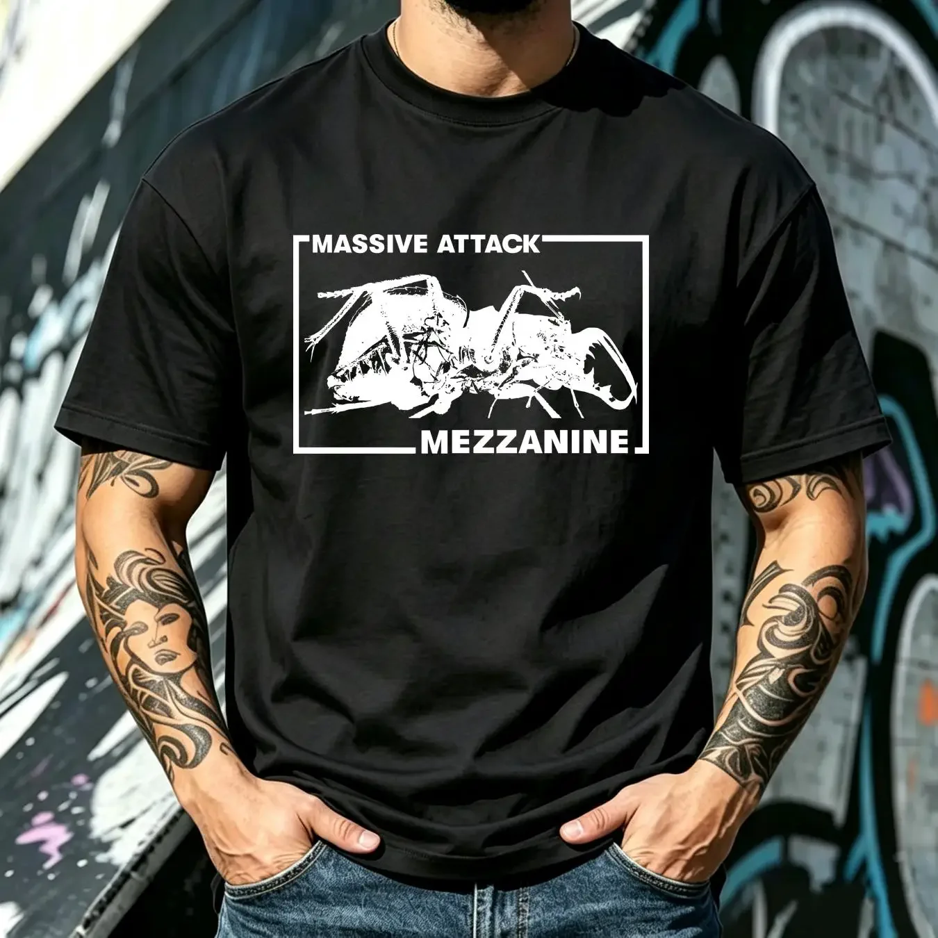 washed T Shirt Massive Attack Mezzanine album cover unisex Robert 3D Del Naja Tricky Daddy G Electronic Rock Music Retro