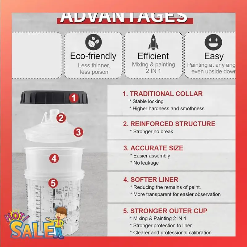 

Spray Cup Spray Guncup Liner And Lid System 20 Paint Cup Set 20 Oz (600 Ml) Set Kit