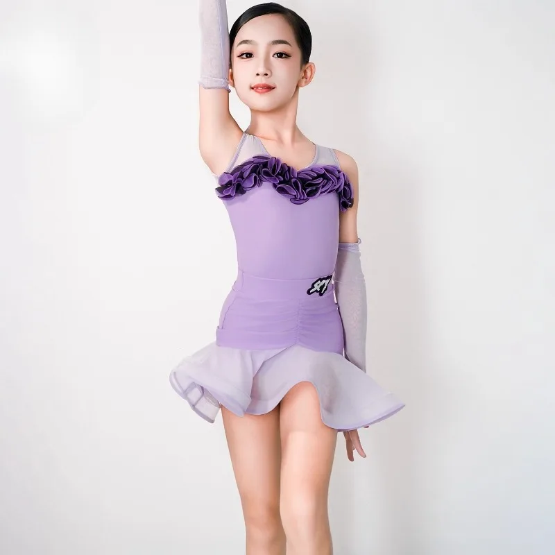 Vêtements d'entraînement de danse latine d'été pour enfants filles, ensembles de jupes de danse professionnelles, cha-cha Samba, nouvelle collection