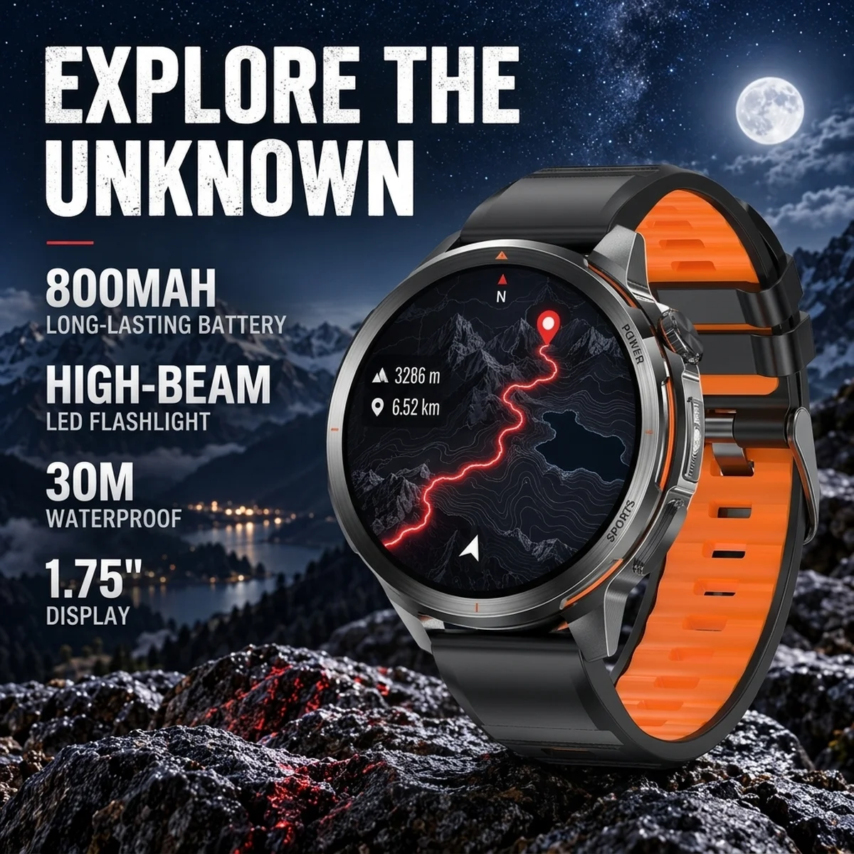 2026 New T-RX4 Built-in GPS Smart Watch 30m Waterproof 800mAh Battery 1.75-inch Large Screen Call Sports Smartwatch Men Women