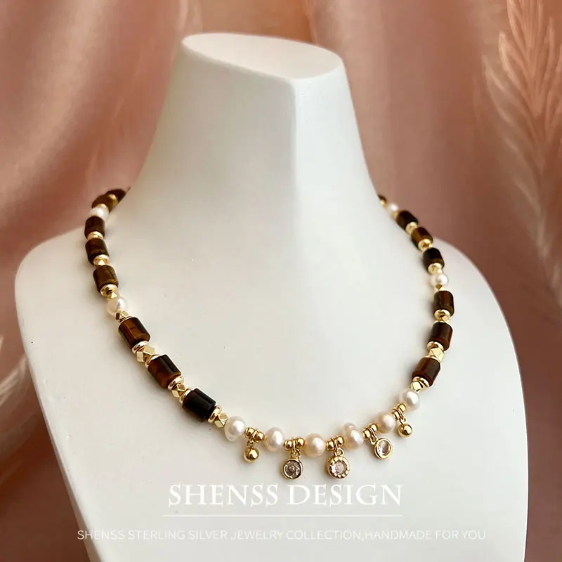 Personalized Cat Eye Stone Pearl Necklace Earrings Bracelet Copper Plated 14k Gold Accessories