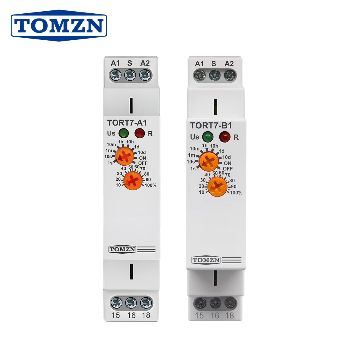 Din Rail 18mm tomzn TORT7-A1/B1 Delay-OFF Delay-ON Time Relay Electronic 16A AC230V Time Control Switch Relay Built-in Battery